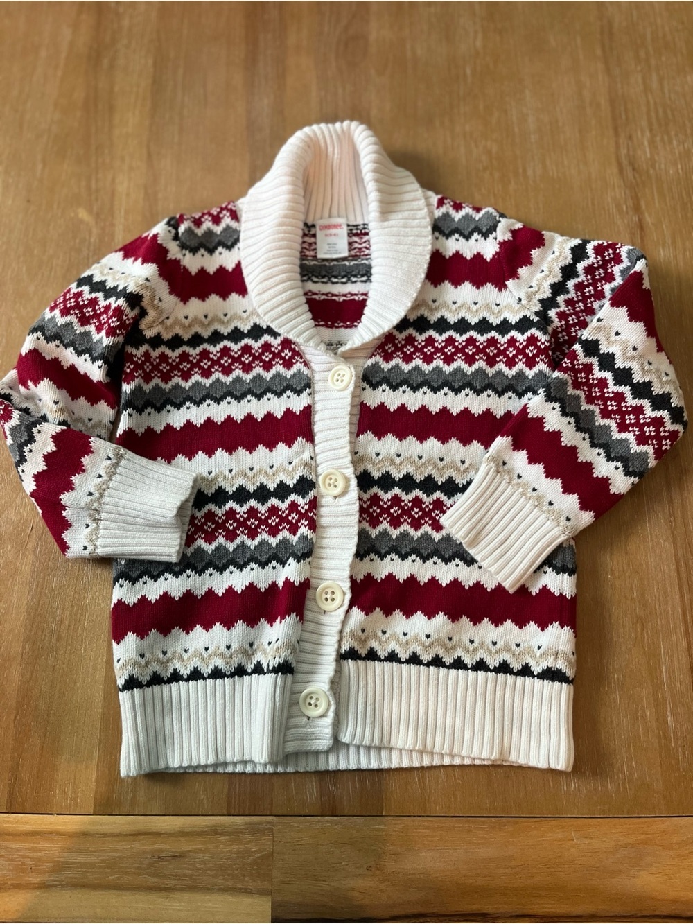 Gymboree Cardigan Sweater Boys Small 5-6 Fair Isle Nordic Shawl Collar Knit